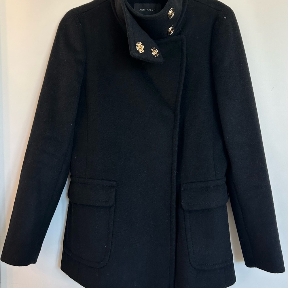 Ann Taylor Black Coat with gold buttons